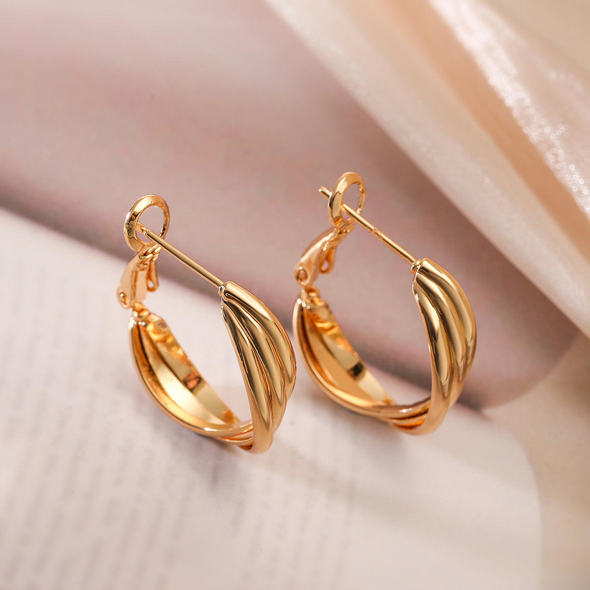 Fashion Gold Color Geometric Big Hoop Earrings