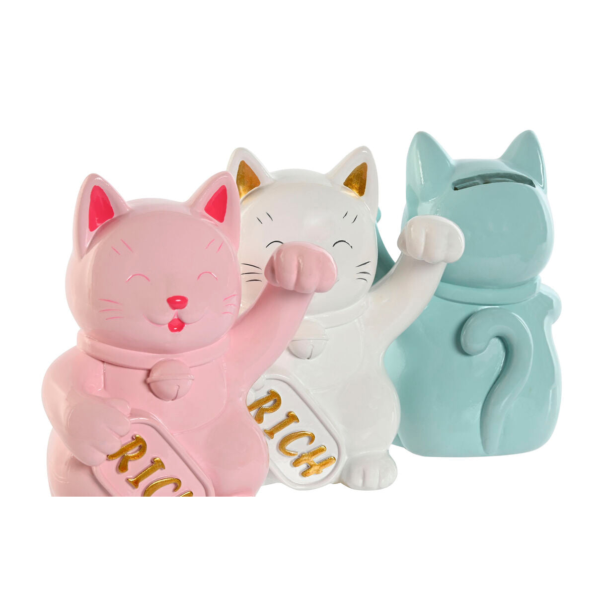 Money box Home ESPRIT Resin Cat 12 x 9,5 x 16 cm (3 Units)-2
