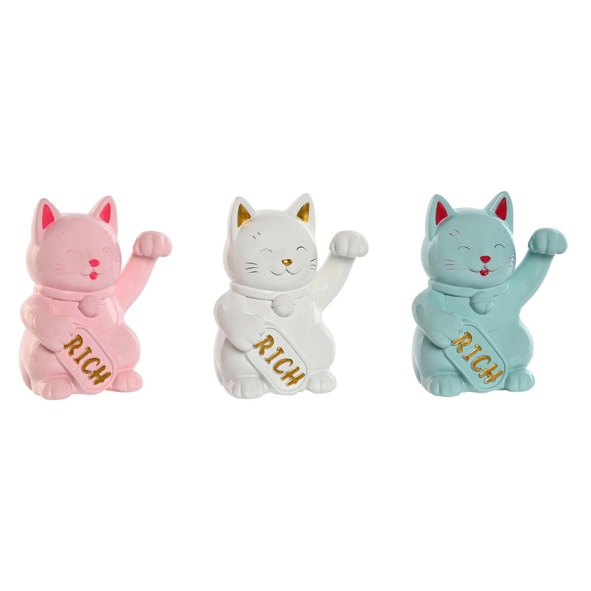 Money box Home ESPRIT Resin Cat 12 x 9,5 x 16 cm (3 Units)-0