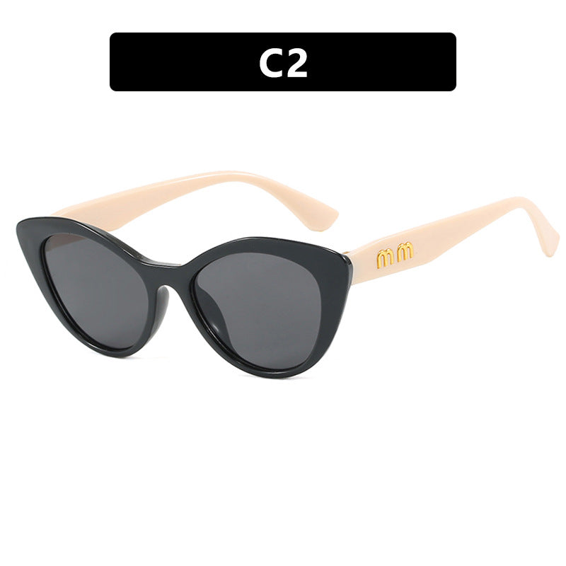 Cat's Eye Retro Sunglasses, Female Face, Fashionable and High end, Internet Celebrity Street Photography, Sunglasses, Concave Design