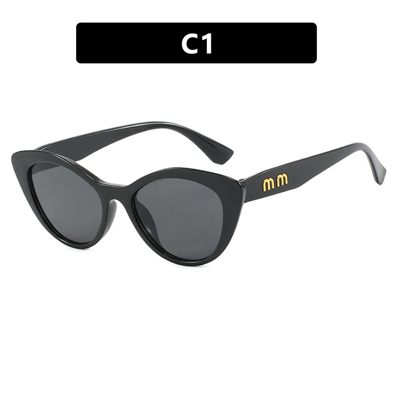 Cat's Eye Retro Sunglasses, Female Face, Fashionable and High end, Internet Celebrity Street Photography, Sunglasses, Concave Design