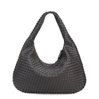 Women Large Leather Hobo Bag Handmade Woven Casual Female Handbag Big Capacity Patchwork Zipper Women Shoulder Bags