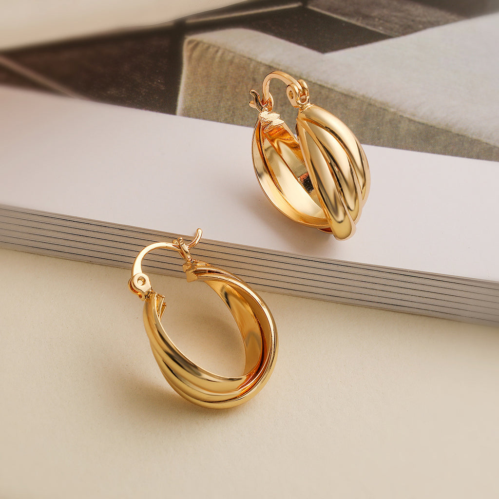 Fashion Gold Color Geometric Big Hoop Earrings