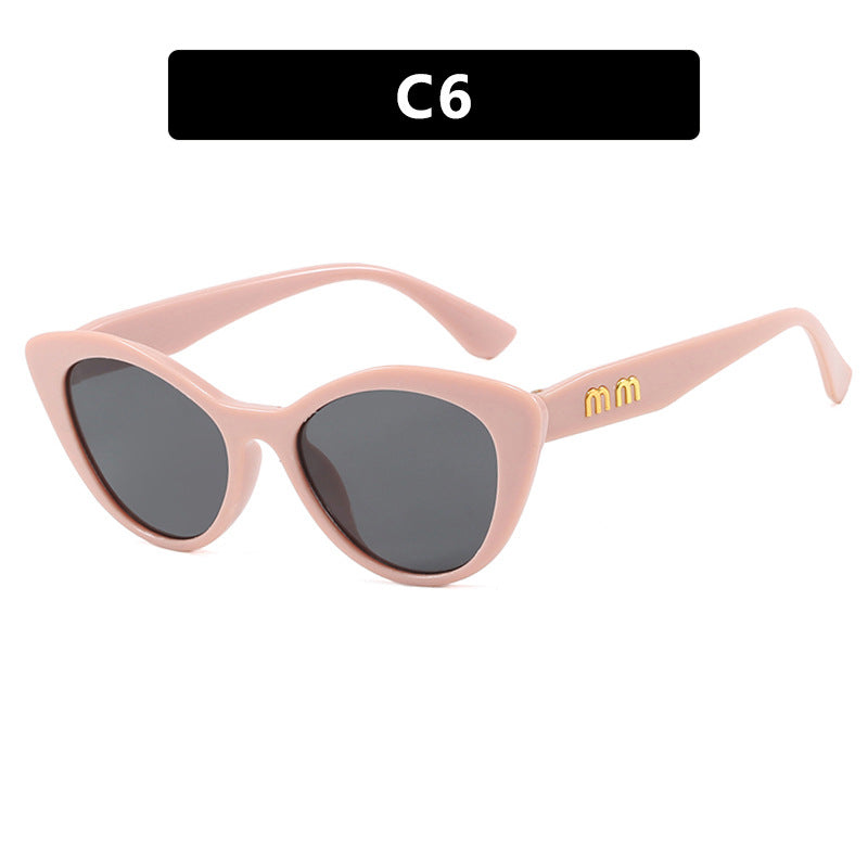 Cat's Eye Retro Sunglasses, Female Face, Fashionable and High end, Internet Celebrity Street Photography, Sunglasses, Concave Design