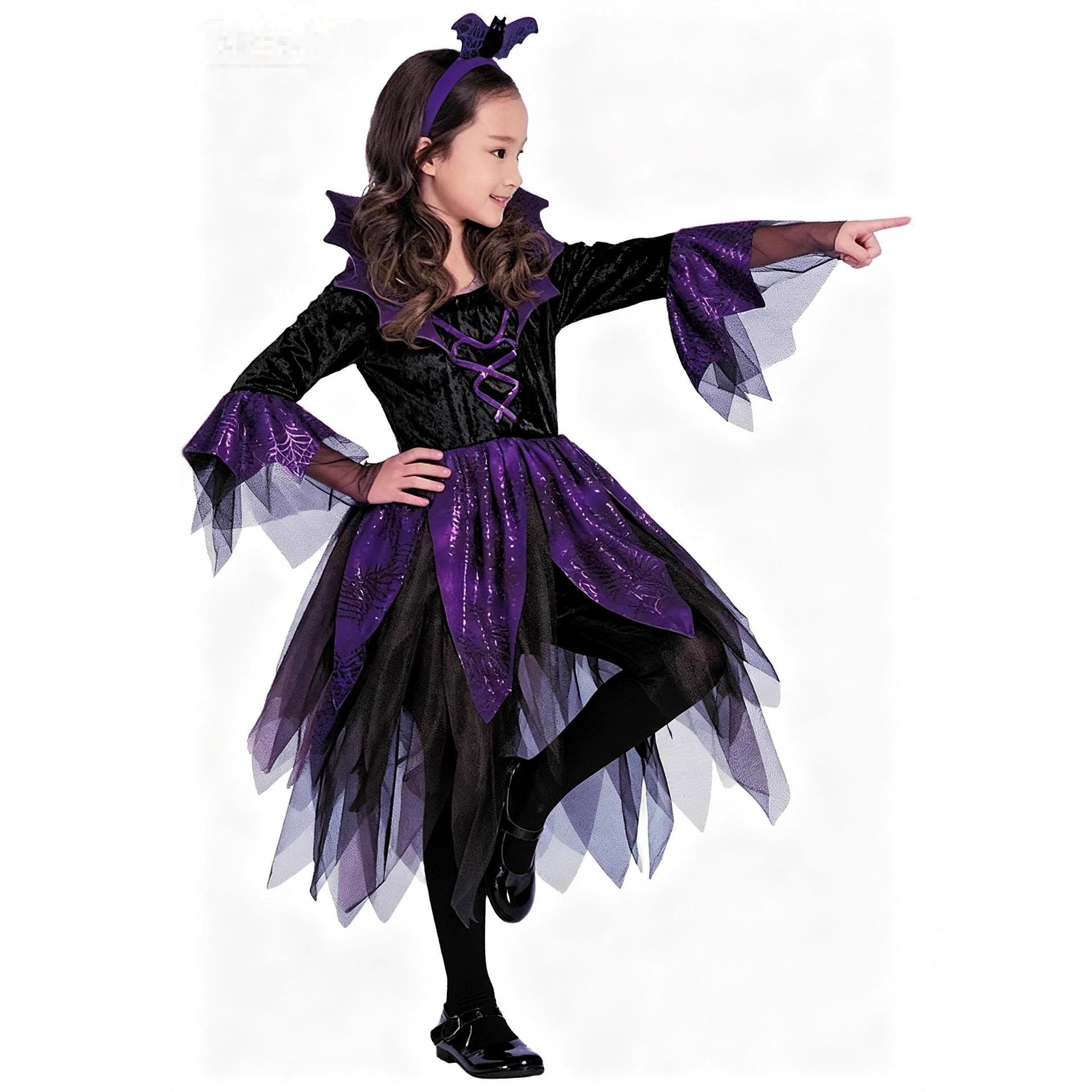 Cosplay Costume Children's Halloween Outfit Witch Costume Diamond Velvet Fairy Dress