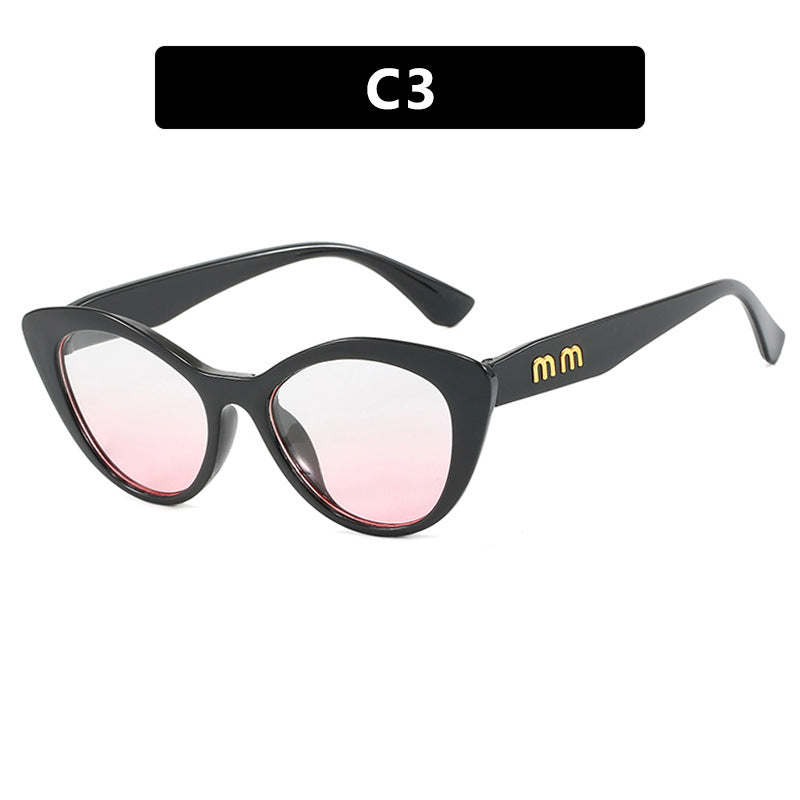 Cat's Eye Retro Sunglasses, Female Face, Fashionable and High end, Internet Celebrity Street Photography, Sunglasses, Concave Design