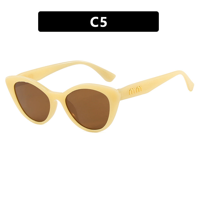 Cat's Eye Retro Sunglasses, Female Face, Fashionable and High end, Internet Celebrity Street Photography, Sunglasses, Concave Design