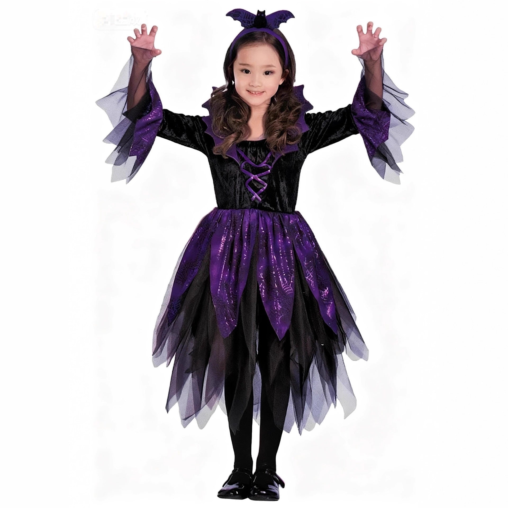 Cosplay Costume Children's Halloween Outfit Witch Costume Diamond Velvet Fairy Dress