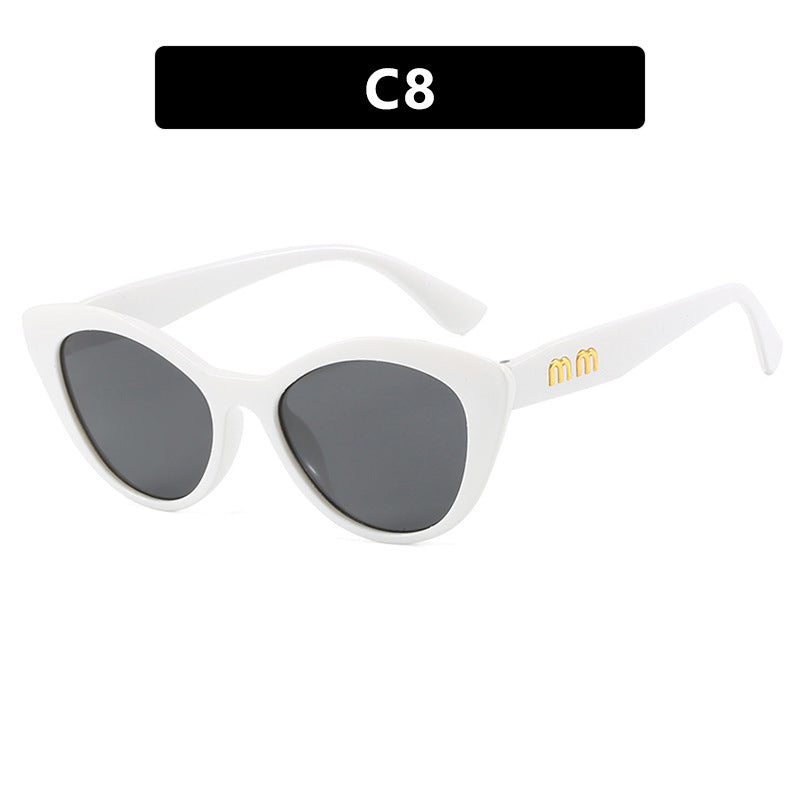 Cat's Eye Retro Sunglasses, Female Face, Fashionable and High end, Internet Celebrity Street Photography, Sunglasses, Concave Design