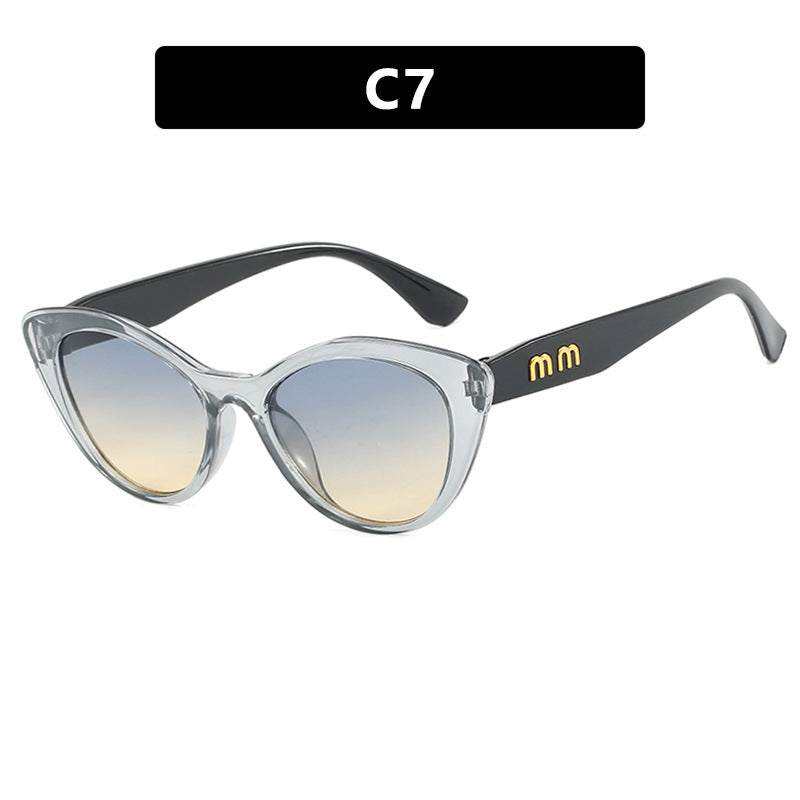 Cat's Eye Retro Sunglasses, Female Face, Fashionable and High end, Internet Celebrity Street Photography, Sunglasses, Concave Design
