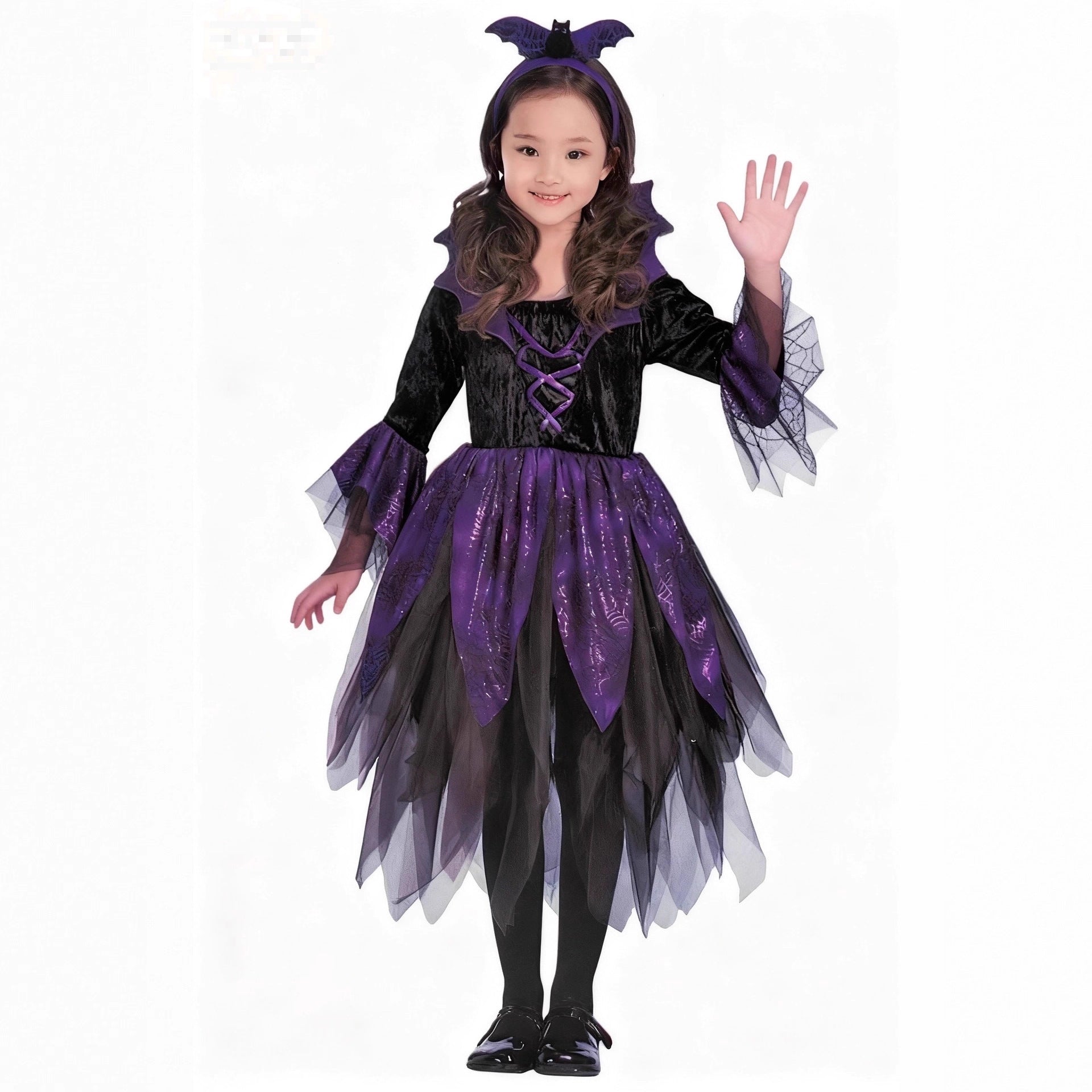 Cosplay Costume Children's Halloween Outfit Witch Costume Diamond Velvet Fairy Dress
