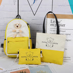 College style backpack bear backpack Girls high school student schoolbag three piece set