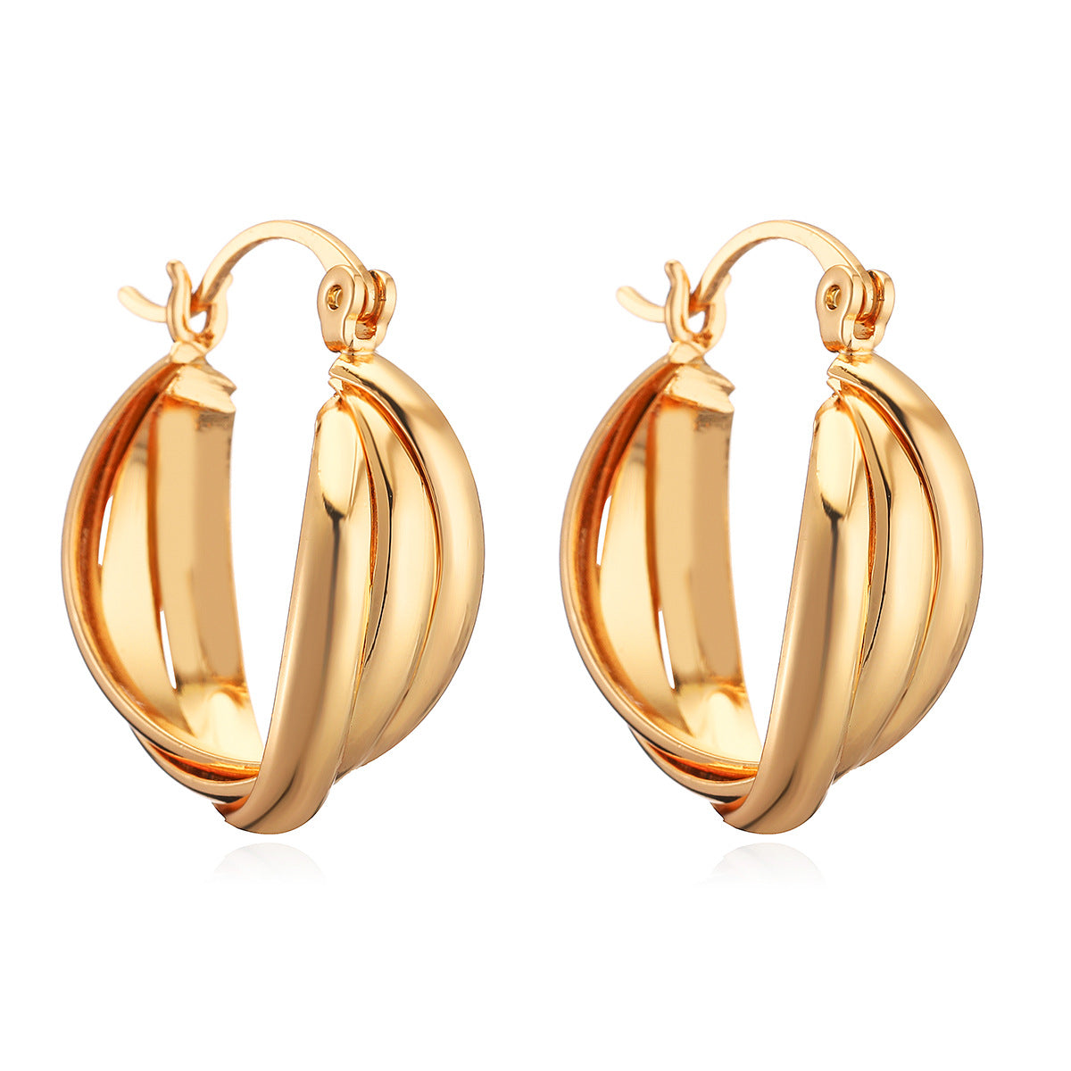 Fashion Gold Color Geometric Big Hoop Earrings