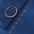 Five Petal Flower Brace Lace Bracelet Two-piece Set