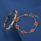 Five Petal Flower Brace Lace Bracelet Two-piece Set